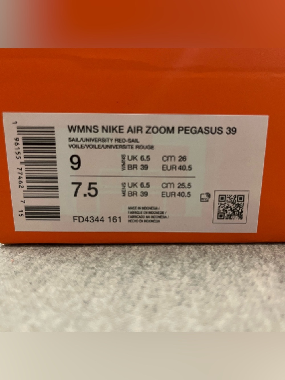 Nike Air Zoom Pegasus 39 Sail University Red Women's Shoe Size 9 FD4344-161 - Picture 11 of 11